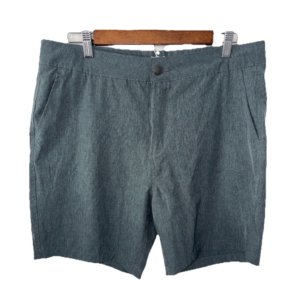 Mr. Swim Board Shorts Gray Chino Zipper Stretch Drawstring Mens 34x7 Drawstring
